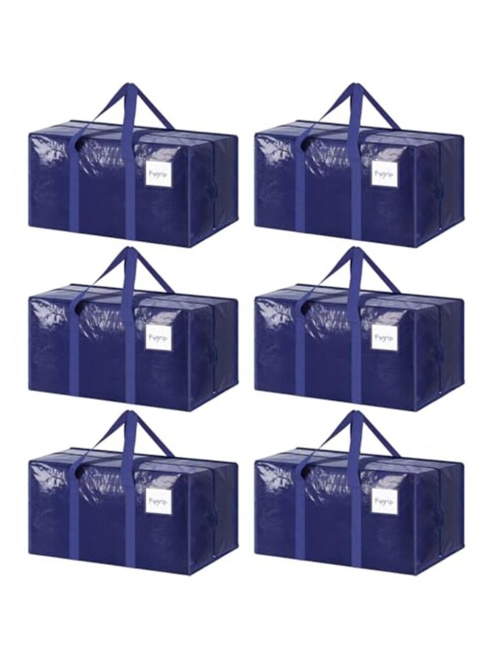 6 Pack Extra Heavy Duty Large Moving Bags with Strong Zipper, Dark Blue